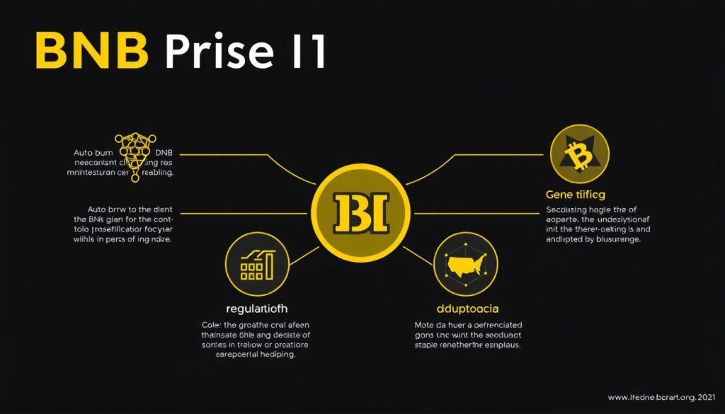 Infographic showing key factors affecting BNB price including auto-burn, ecosystem growth, and market adoption Infographic showing key factors affecting BNB price including auto-burn, ecosystem growth, and market adoption