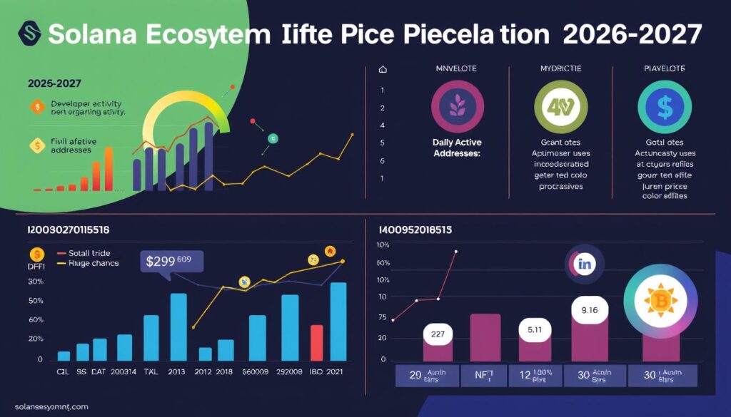 Solana ecosystem growth chart showing correlation with price predictions for 2026-2027 Solana ecosystem growth chart showing correlation with price predictions for 2026-2027