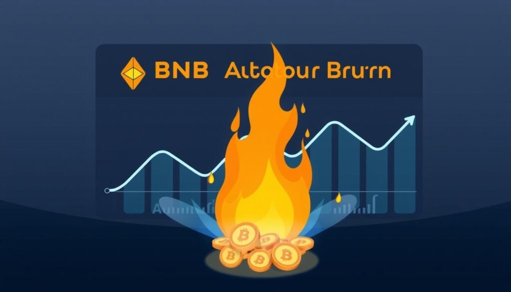 Visualization of BNB auto-burn mechanism showing tokens being removed from circulation Visualization of BNB auto-burn mechanism showing tokens being removed from circulation